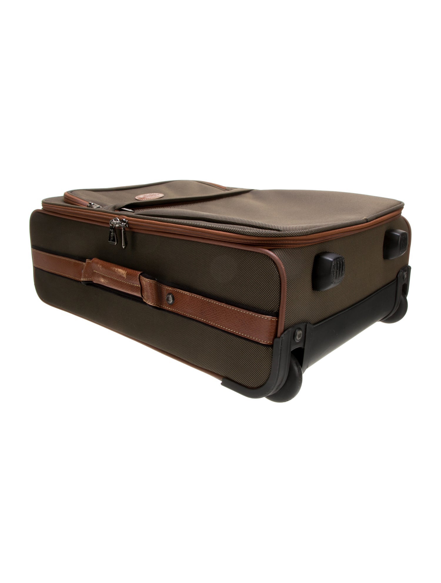 Longchamp Canvas Leather-Trimmed Suitcase